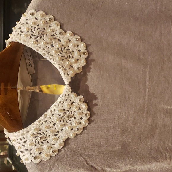 Nwt Siani xl Gray Sweater with Lace Collar - Picture 5 of 7